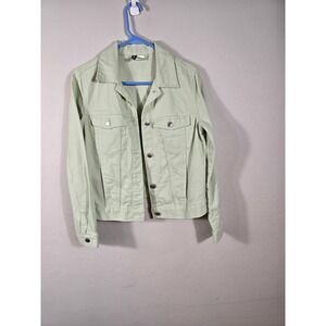 H&M Denim Jacket - Light Green, Button Front, Long Sleeve,‎ Kids Size S